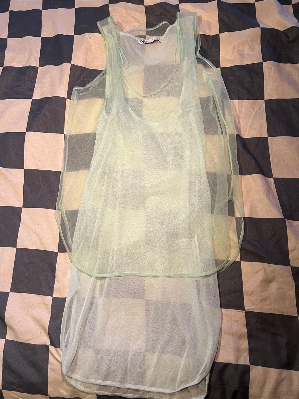 ZARA Mint Sheer Mesh Slip Dress or tunic